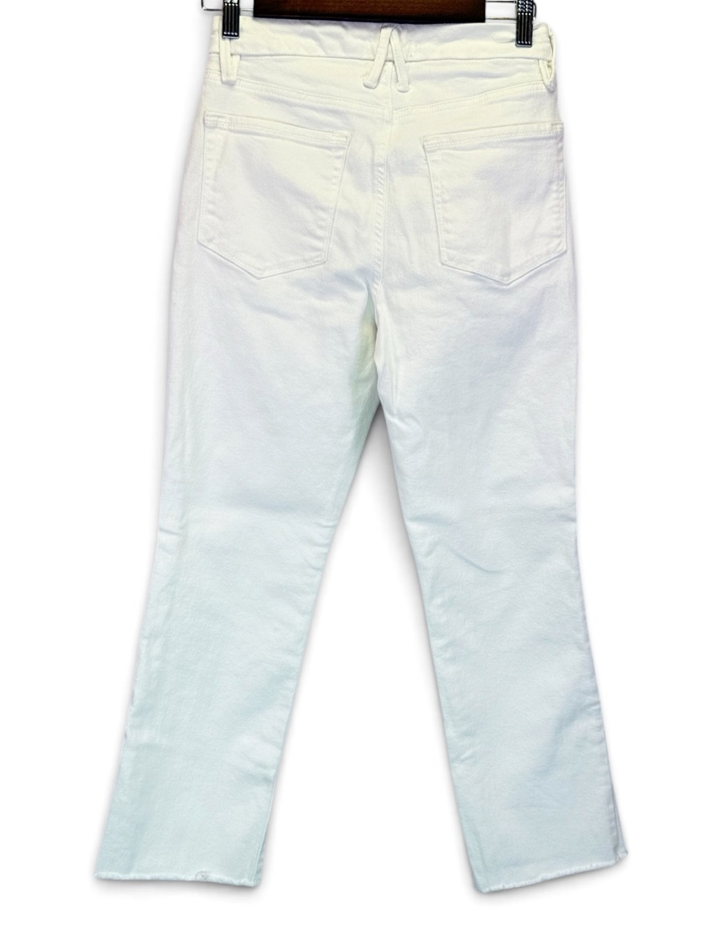 Good American Good Legs White Straight Jeans Raw Hems Women’s Size 4/27 - Picture 6 of 9
